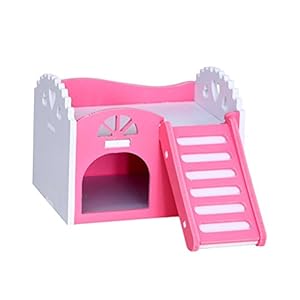 UEETEK – Casa de Juego para hámster Habitat, Madera Natural para hámster, carnilla, gerbola de Conejito de India.
