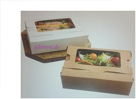 '15 Brown/white Biobox with Viewing Window for Pastries, Cake, Sweets, Biscuits, Cupcake, Salad Kit "To-Go Organic Box – An Ideal Gift – Gift Box Set Food Take Out Box – Lunch Box – Size S/M, white, 125 x 110 x 45 mm - 500 ml