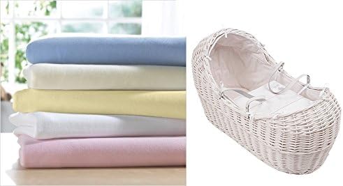 2 x Moses Basket 100% Cotton Soft Jersey Fitted Sheets (Pink)