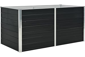 vidaXL Jardinera Exterior Grande Macetero Huerto Urbano Maceta XXL Mesa Cultivo Verduras Plantas Flores Acero Galvanizado Gris Antracita 160x80x77cm