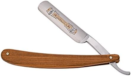 'Round Head Handles Made of Olive Wood with Gold Etching Solingen Classic Original Solingen Straight Razor 5/8 "
