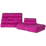 Highams de lujo 100% algodón egipcio 7 piezas Juego de toallas, color rosa