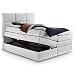 Produktbild Boxspringbett York mit Bettkasten Stauraum weiß Kunsleder Kaltschaum Topper H3 Taschenfederkern-Matratze Hotelbett Doppelbett (Weiß, 160 x 200 cm)