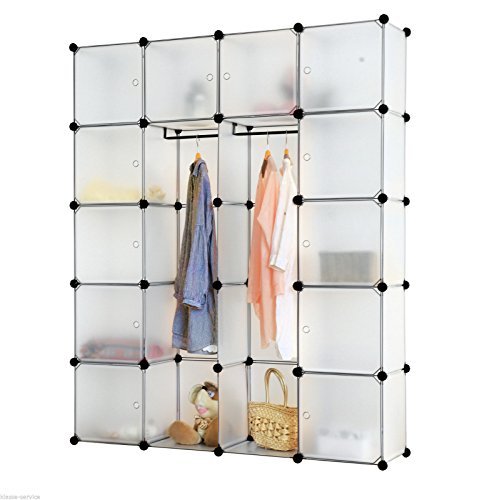 Kronenburg Regalsystem Steckregal Schrank Regal Kleiderschrank Garderobe - 184 x 148 x 37 cm - Transparent