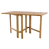 Teakholz behandelt DIVERO GL05527 Klapptisch Balkontisch Gartentisch Esstisch Holz Teak Tisch für Terrasse Balkon Wintergarten witterungsbeständig behandelt massiv klappbar 130x65 cm natur