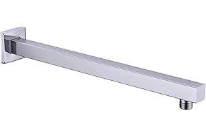 VIGIME 16 Inch Shower Arm, Rain Shower Head Extension Extender with Flange and Teflon Tape, Made of Thicken Stainless Steel for Bathroom Rainfall Showerhead (Chrome Finish)