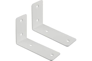 Escuadras para Estanterias, SAYAYO Escuadras Metalicas Blanco Soporte Estanteria Pared, 2 Pieza Acero Inoxidable Soporte de Esquina 90 Grados 125 mm * 85 mm, EJW2100W-2P