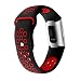 Produktbild TPulling Fitbit Charge 3 Uhr Armband Sport Atmungsaktive Zweifarbiges Silikon Edelstahl Uhrenarmband Bügel Ersatzarmband Handschlaufe(Kleiner Code) (Rot)