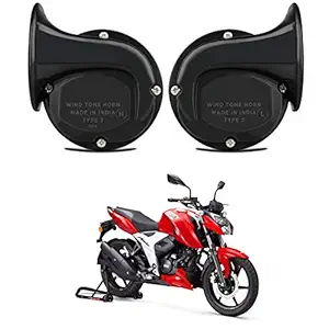RKPSP Universal Windtone Jalwa Horn (2 and 4 Wheelers), Black Color, Heavy Plastic Body, Set of 2, 12V Voltage
