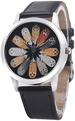 WINWINTOM Leather Band Analog Quartz Wrist Watch Black