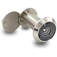 Door Viewer Peephole, Solid Brass 200-degree Door Viewer with Heavy Duty Rotating Privacy Cover for 1-3/8" to 2-1/6" Doors for Home Office Hotel (Polished silver)
