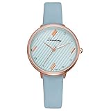 Altsommer Sport Quarz Uhren aus Leder mit Bunter Zifferblatt, Analog Quarzuhr Männer Prägnant Armbanduhr Damen Uhr Herren Watch für Damen Herre,Einfarbig Lederarmband,Weiß (Blau)