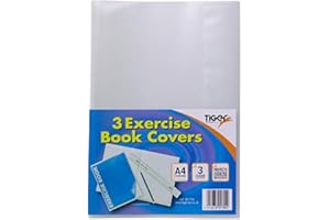 Tiger Stationery 2 x A4 Clear Exercise Book Covers (30cm x 21cm) Strong Plastic Protecting Sleeves School Notebook (3 Pack)