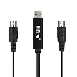 Docooler Usb In-Out Midi Cable Hifing One In One Output Interface 5Pin Line Converter Pc To Music Keyboard Adapter Cord Black