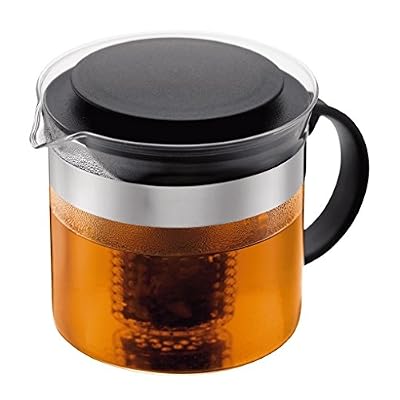 Bodum - 1875-01 - Bistro Nouveau - Théière en Verre avec Couvercle - Filtre Plastique - 1 L