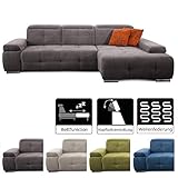 couch microfaser braun Robuster und pflegeleichter Bezugsstoff: Flachgewebe Kati (97 % Polyester, 3 % Polyamid), Farbe: Fango (grau), Ausführung Fuß: Metall/Chrom
