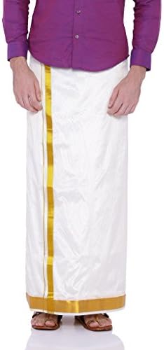 Sethukrishna Men's Art Silk Dhoti (Cream, Free Size)