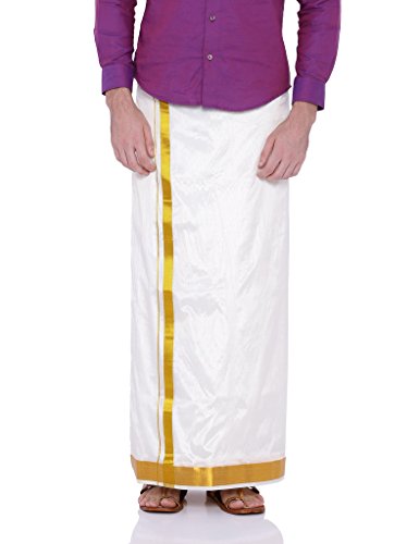 Sethukrishna Men's Art Silk Dhoti (Cream, Free Size)