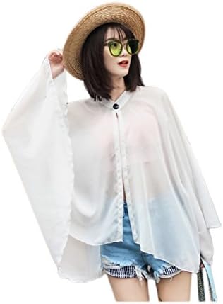 Vepodrau Women Open Front One Button One Piece Sun-Proof Clothing White One Size
