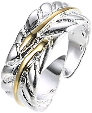Ladies Gold Leaf Silver Ring Size Adjustable eye-catching New Style Aim 1867