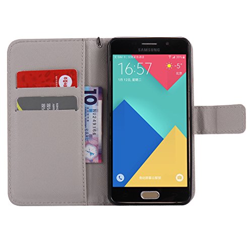 Feeltech Samsung Galaxy A510/A5 2016 Hülle PU-Leder und Brieftasche Bunte Muster Fall mit Magnetverschluss, Hybrid-Kickstand mit Stand-Funktion, schlagen Sie schützende weiche TPU Stoßstangenabdeckung und Kreditkartenhalter für Samsung Galaxy A510/A5 2016 Handgelenk Bügel-Buch-Art-Geldbeutel-Tasche mit 2 In 1 Berühren Sie Stift – Schloss - 5