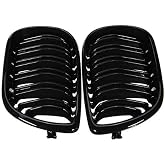 Viviance Double Line Grill Front Grills in Glossy Black Compatible with BMW E46 4-DOOR 3 Series 02-04