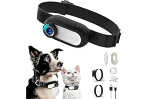 CUIFATI Caméra Collier pour Chat, Mini Caméra HD 1080p pour Animaux de Compagnie, Grand Angle 170 ° pour Chiens et Chats, Caméra d'action Portable pour Le Sport Corporel pour Animaux de