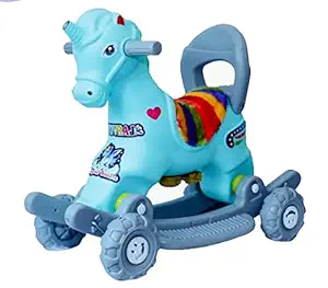 Banshika Baby Unicorn Horse Rider Cum Rocker 2 in 1 with Music for 1 to 4 Years Kids | Boy | Girl (Multi-Color)