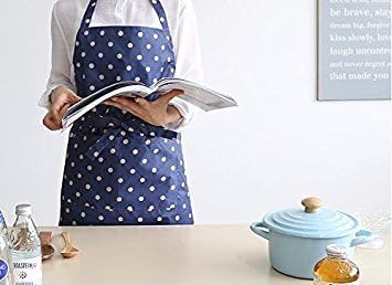 cozymomdeco Home Chef Apron Japanese Style Cross-Front Dot Pattern Pvc Apron Navy
