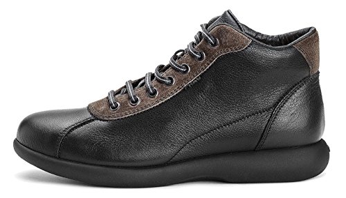 Frau 47P8 scarpe alte casual da donna in pelle col. Nero con profili in camoscio Tortora, num. 39