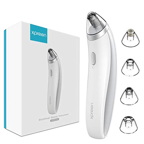 Aspiratore punti neri, Xpreen Rimozione Punti Neri Estrattore di Comedoni Pulitore elettrico per Poro Ricaricabile con 4 sonde e 3 Livelli di Potenza per Brufoli, Acne ecc