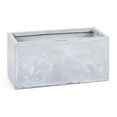 Blumfeldt Solidflor Bac à Fleurs jardinière Cache-Pot (79.5x38x38cm, Fibre de Verre, Style béton,résistant au Gel) - Gris Clair
