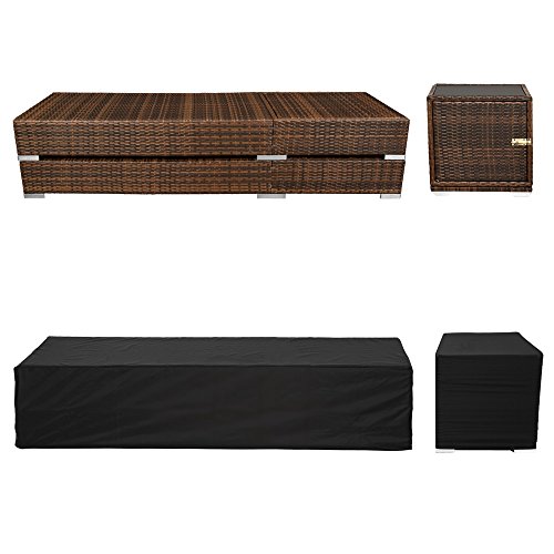 TecTake 2x Aluminium Polyrattan Sonnenliege + Tisch Gartenmöbel Set – schwarz braun – inkl. 2 Bezugsets + Schutzhülle, Edelstahlschrauben - 6