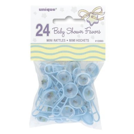 Baby Shower Blue Mini Rattles Favours - Pack of 24