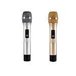 UHF-Funkmikrofon-Set-LESHP-Tragbar-wireless-Mikrofon-mit-2-x-Metall-Handmikrofon-goldenSilber-fr-Kareoke-KTV-Schallquelle-Aufnahme-und-Verstrkung-Konzerte-Konferenz-Musical-Oper-Schule-Partei-usw