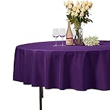 Nappe VEEYOO - Pour table ronde, rectangulaire ou carrée - Unie - En polyester - Pour un mariage, un restaurant, une fête, Tissu, violet, Round-178 cm