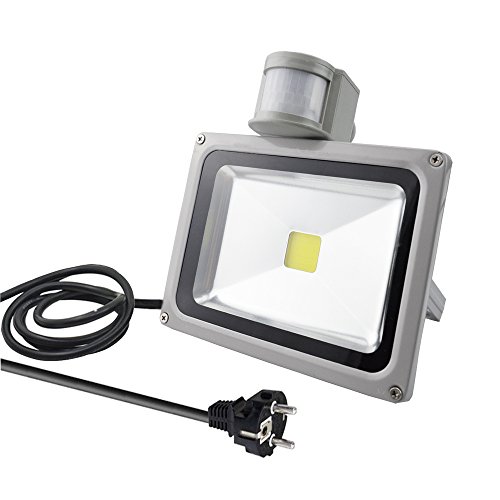 GLW 20W LED Nachtlicht mit Bewegungsmelder, LED Sensor Lampe Strahler Fluter Außenleuchte Außenstrahler Wandstrahler, 1600Lm, Kaltweiß 6000 K, Wasserfest IP65, Europäischer Stecker, für Flur Garten Garage