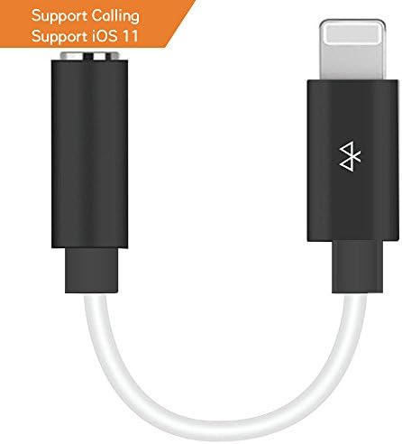 Apple 3.5mm Headphone Jack Adapter, Audio Adapter Lightning to 3.5mm Headphone Jack adaptor for iPhone 7/7 plus/ 8/8 plus/ X iPod iPad (Support Music Paused and Phone Calls, IOS 10.3 and later)Black