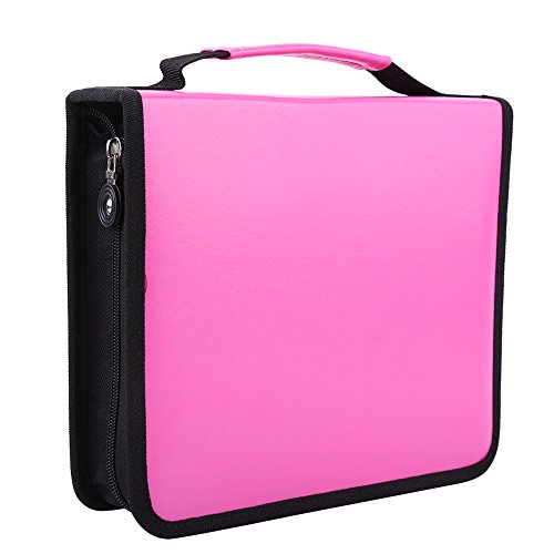 Bolso de Lápiz de Colores Bolso de Cuero de PU Bolsa Plegable de 120 Ranuras de Pluma Bolsa con Cremallera para Dibujar(Rosa rojo)