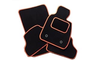 RMSONE GENUINE FULLY TAILORED BLACK CARPET CAR MATS CORSA E 2014-2020 (ORANGE TRIM)