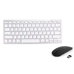 Biaba Collection Desing Mini Slim Stylist Multimedia Wireless Keyboard with Mouse for PC - Laptop (White) (Combo)