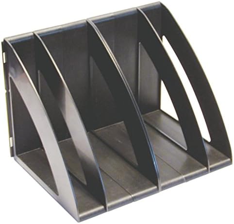 Solo Black Acrylic 4 Adjustable Compartments Magazines &amp; Book Rack Office Desk Organizer - Set of 6 Pcs