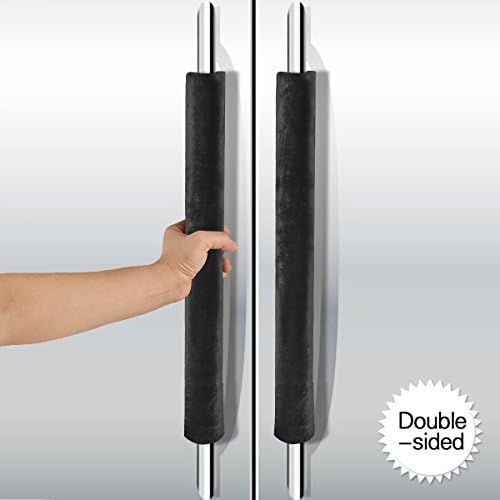 Vezvier Refrigerator Dust Door Handle Covers-Catches Fingerprints,Drips&amp;Smudges-Reversible Protect Fridge,Oven,Kitchen Appliances Clean Covers(Black)