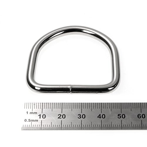 5er Set D Ring aus Edelstahl, Große Ausführung Abmessungen 50mm x 45mm, Materialstärke 5mm, nichtrostend, Ideal in Verbindung mit Paracord 550 zu verarbeiten, geschweißter Stahl, Farbe Edelstahl silber glanz, Marke Ganzoo - 3