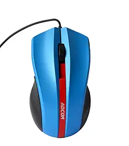 Adcom Wired 3D USB Optical Mouse with Matte Finish and HD Duo (Blue)