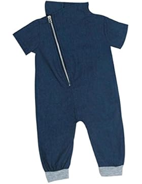 Igemy Säugling Baby Jungen Kleider Denim Spielanzug Kurzarm Reißverschluss Overall Outfits