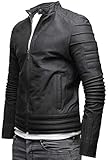 Crone Herren Biker-Jacke aus weichem, reinem 100% echtem Schafsleder.
