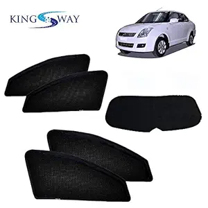 Kingsway Car Magnetic Sun Shades/Curtains with Rear Windshiled for Maruti Suzuki Swift Dzire (Model Year : 2008-2012) (Set of 5, Without Zipper, Cotton Mesh Fabric)