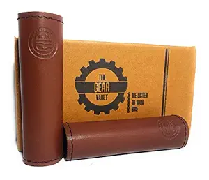 wegroup Oil Puff Leather Handle Grips for Royal Enfield Bike with 2 Stickers (Brown)