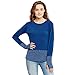 Hypernation Royal Blue and White Stripe Round Neck Thumb Insert Cotton T-shirt For Women RS.749.00